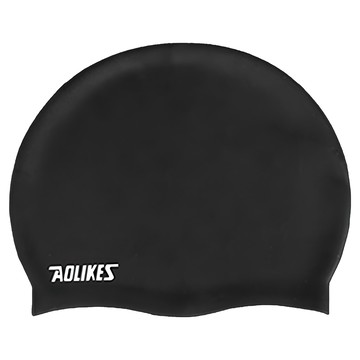 AOLIKES 奧力克斯 成人泳帽 柔軟舒適 矽膠材質 保護頭髮  單一尺寸  黑色  1個