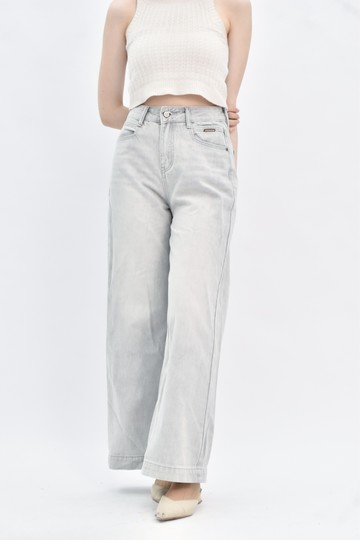 (L) fsy 灰色韓牌寬鬆高腰牛仔長褲