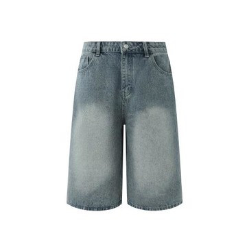 MRCYC復古風牛仔短褲男士夏季闊腿休閑七分褲韓系通勤風百搭褲子