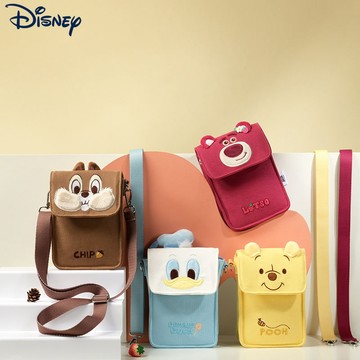 Disney 迪士尼正版可愛斜挎包 熊抱哥 奇奇 唐老鴨 小熊維尼 帆布單肩包 單肩手機包 可愛手提包 通勤百搭斜挎包
