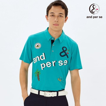 【and per se】男款淺藍色速乾舒適減少黏膩感的高爾夫短袖POLO衫 DGV29715