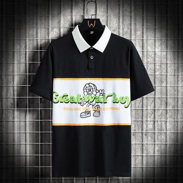 Polo襯衫男夏季休閑百搭新款翻領短袖t恤潮流寬松潮牌學生半袖ins