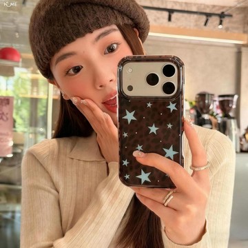 秋冬豹紋藍星星適用iPhone17promax蘋果17pro手機殼16pro/13/12Xr