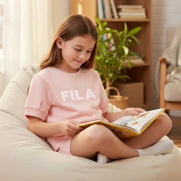 FILA KIDS 女童短袖圓領T恤-粉紅霜 5TEA-4446-PK