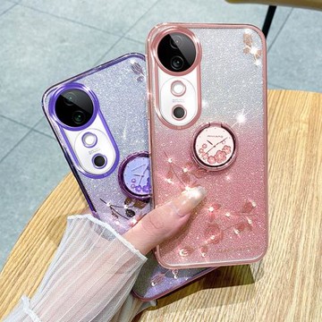 適用vivos19手機殼新款網紅高級感女防摔S19Pro保護套s20時尚鑲鉆超薄vivi硅膠軟殼s20por個性指環支架奢華潮