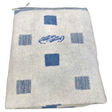 LIFE 來福牌 方格典雅螞蟻紗浴巾 82x147cm 100%棉  藍色  1條