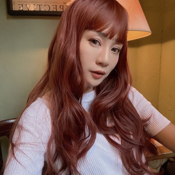 台灣現貨 魔髮樂 全頂假髮 長捲髮 C0365｜橘紅色 楓葉紅好氣色 整頂假髮 仿真假髮 派對假髮