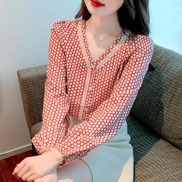 秋季波點女士襯衫女裝2025年新款雪紡襯衣高級感氣質時尚長袖上衣
