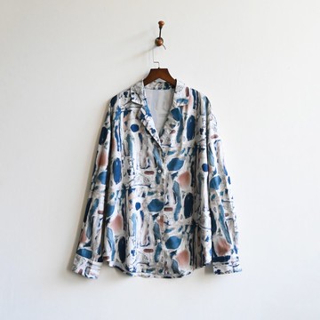 【蛋植物古著】繪彩石紋印花寬鬆古著襯衫