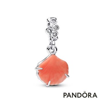 【Pandora 官方直營】珊瑚色貝殼雙墜吊飾