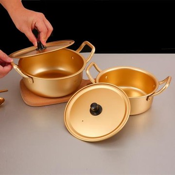 韓式黃鋁泡面鍋網紅雙耳煮面鍋拌飯鍋辛拉面鍋湯面鍋螺螄粉鍋