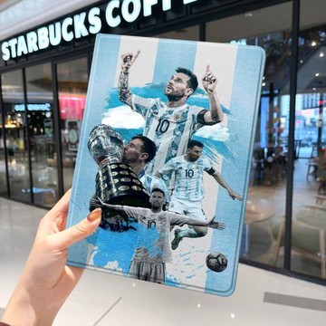 梅西2021款ipad9保護套pro2020蘋果mini6外套ipod迷你4殼air5適用2平板3帶筆槽十第10代三折2022足球阿根廷九