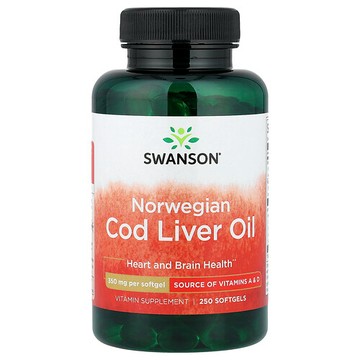 Swanson Vitamins, 挪威鱈魚肝油，350 微克，250 粒軟凝膠