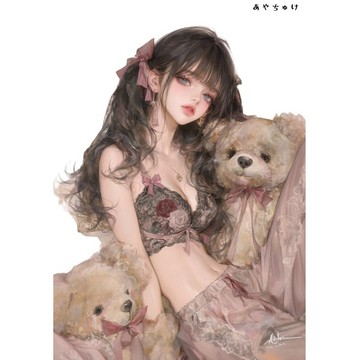【3 月新品 2】07-095-0089 人物貼紙 搭配動物與少女蕾絲
