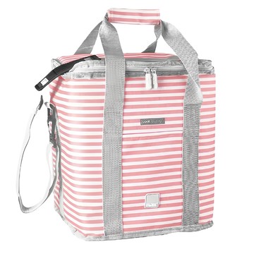 ibili Biarritz肩背保冷袋 粉櫻條紋 28 x 16 x 26cm 保溫保冷野餐便當袋  1個