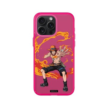 iPhone 15 Pro Max Clear 粉漾桃 - 航海王 One Piece - 角色系列-艾斯的火焰果實