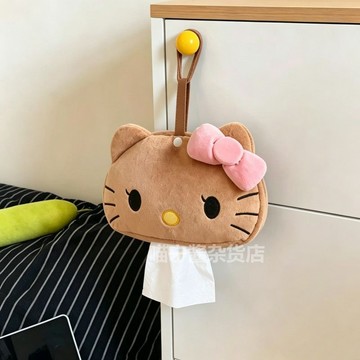 kitty紙巾盒 可愛貓咪紙巾袋掛式家用床頭紙巾盒衛生間抽紙袋宿舍懸掛抽紙袋