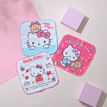 凱蒂貓貝殼花邊小方巾3入組