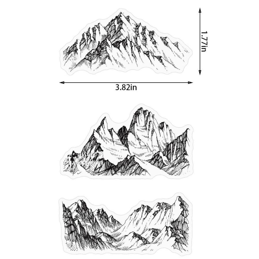 山のクリアスタンプ カード作成用 装飾的な山の山の山の背景 クリアスタンプ 山の透明シリコンスタンプ DIYスクラップブック用品 エンボス加工紙 カー