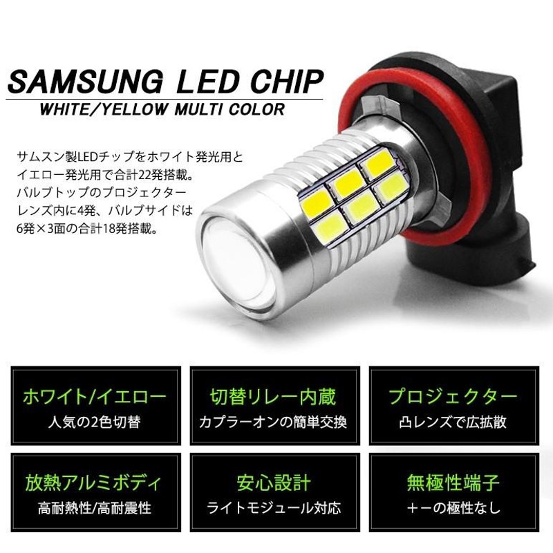 E26系 前期/後期 NV350 キャラバン LED フォグランプ H11 11W SAMSUNG/サムスン プロジェクター発光 切替式/ツインカラー  | LINEショッピング