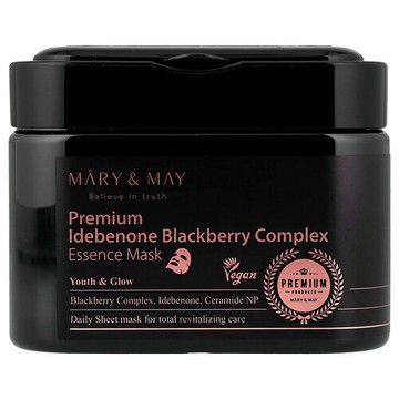 Mary & May, 高級伊地苯酮黑莓複合物，精華美容面膜，20 片，8.81 盎司（250 克）