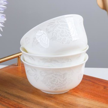 4個景德鎮骨瓷家用米飯碗中式小湯碗面碗小清新創意陶瓷碗金鐘碗