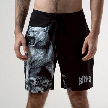 RIPNDIP WASTELAND SWIM SHORTS 黑色 海灘褲 中指貓 台灣總代理-ALL