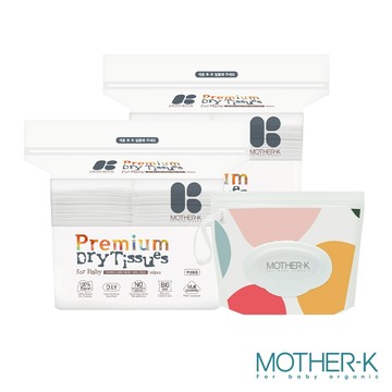 韓國MOTHER-K 頂級乾濕兩用紙巾-人造絲(160抽)*2 +攜帶包