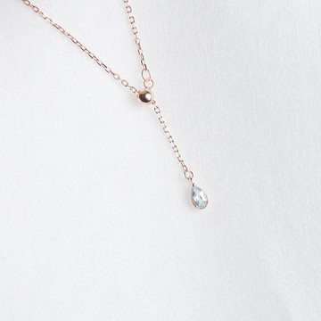 藍托帕石925純銀水滴伸縮設計項鍊