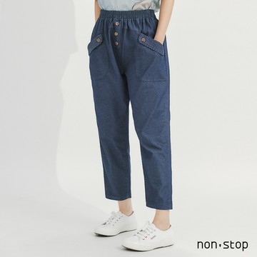 non-stop 晴日散步拼布口袋長褲-4色