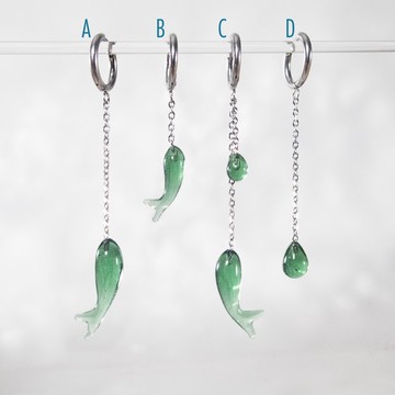 手工吹製玻璃魚耳環