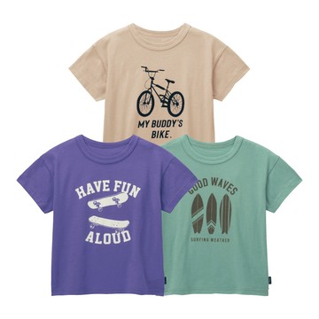 日本千趣會 - GITA 超值百搭短T三件組-戶外運動-杏紫綠