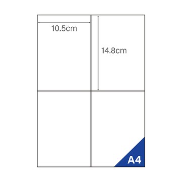 OKPP A4柔光三用電腦標籤貼紙 4格 10.5*14.8cm 直角 100張