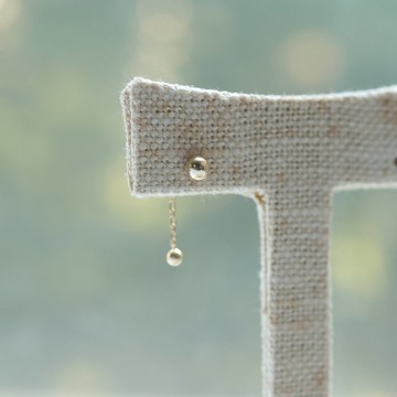 14K 垂墜珠珠長鎖珠耳環 (單個)耳骨 耳窩 不退色