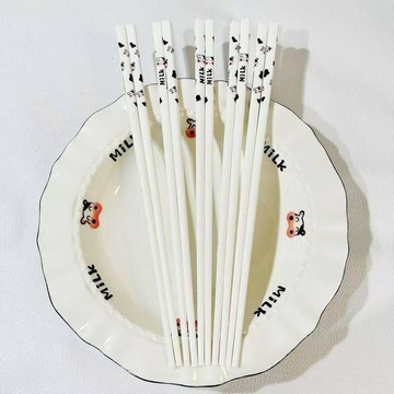 🎀創意筷子🎀可愛卡通奶牛筷子餐具少女家用高檔防黴陶瓷筷高顏值發黴抗菌防滑筷子 環保筷 可愛筷子 防滑筷子 高檔筷子