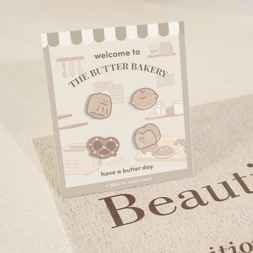 【STORY故事銀飾】奶油家族奶油麵包系列-造型耳環組-奶油麵包店款