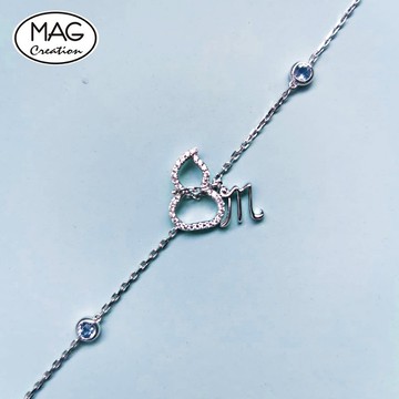 HULU系列 | 18K鑽鑲葫蘆海藍寶手鏈 配 專屬字母