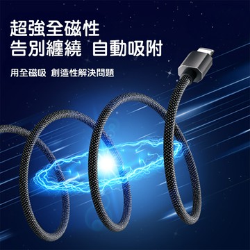 糖果磁吸c-l認證快充線1m黑色