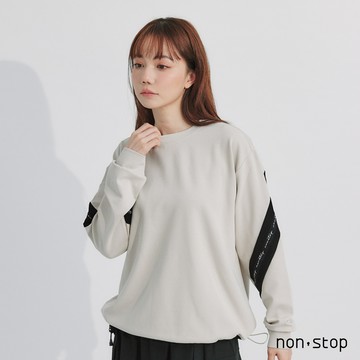 non-stop 運動風拼接字母落肩T恤-2色