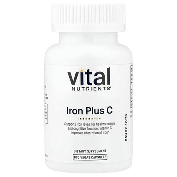 Vital Nutrients, 鐵 + 維生素 C，100 粒全素膠囊