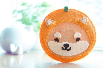 Mangogirl 療癒系 橘子小柴犬手作杯墊