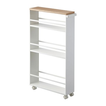 日本【YAMAZAKI】tower手把隙縫小推車(白)