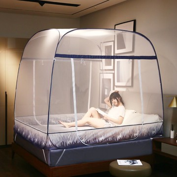 2022新款方頂有底無底自由選擇免安裝鋼絲蚊帳加密網紗室外室內都可用