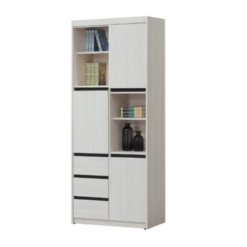 文創集 卡奇里2.7尺三門三抽書櫃/收納櫃-80.8x40x193cm免組