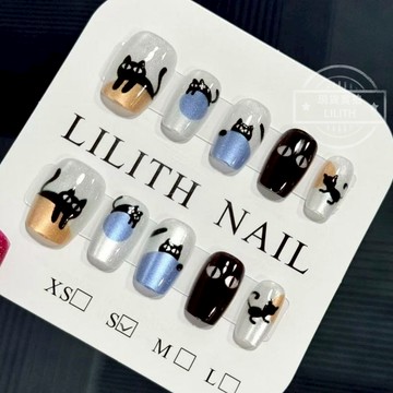 可隔日到貨！貪玩貓 貓眼穿戴甲 可拆卸顯白百搭光療穿戴甲 美甲貼片 美甲穿戴甲  甲片 假指甲 指甲貼