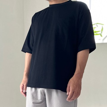 2025新款【接觸涼感】男女皆宜 側開衩 口袋寬鬆版型 T恤【黑色】