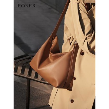 FOXER真皮包包女士新款2025大容量斜挎包高級感托特包單肩包百搭