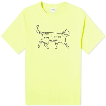 Cat Petting 中性短袖T恤 螢光綠 貓咪撫摸注意事項文青禮物
