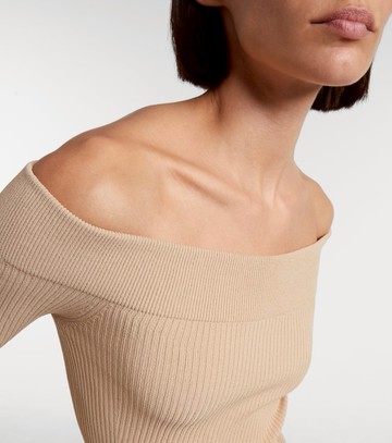 Alaïa Ribbed-knit off-shoulder bodysuit