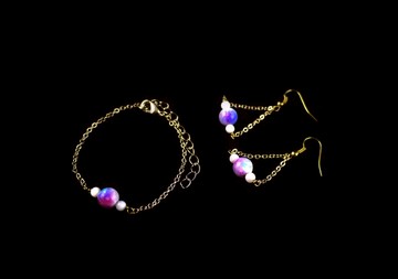 【月光】玉珠 手環耳環 飾品組